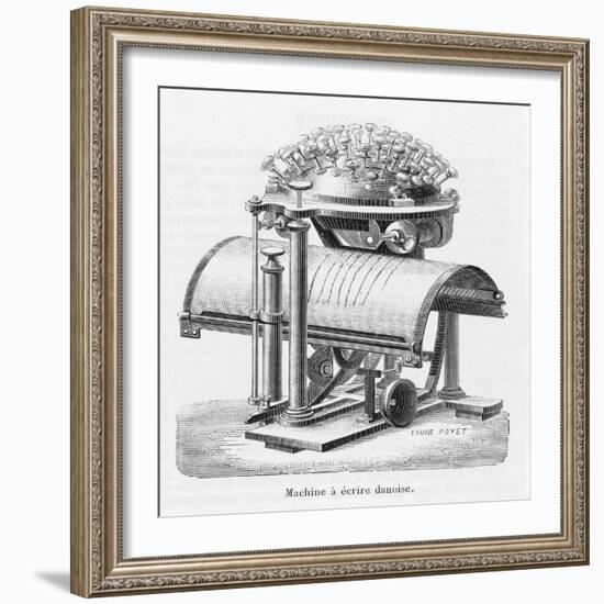 The Remarkable Typewriter Invented by Rasmus Hans Malling Johan Hansen in 1865-Louis Poyet-Framed Art Print