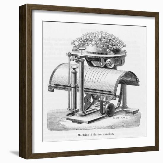 The Remarkable Typewriter Invented by Rasmus Hans Malling Johan Hansen in 1865-Louis Poyet-Framed Art Print