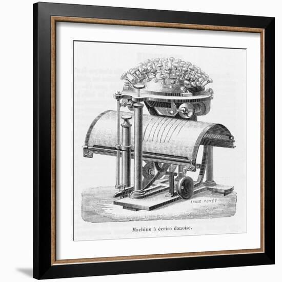 The Remarkable Typewriter Invented by Rasmus Hans Malling Johan Hansen in 1865-Louis Poyet-Framed Art Print