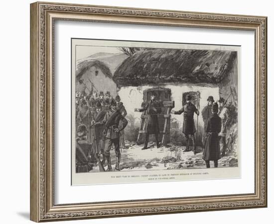 The Rent War in Ireland, Priest Chained to Gate to Prevent Entrance of Evicting Party-William Heysham Overend-Framed Giclee Print