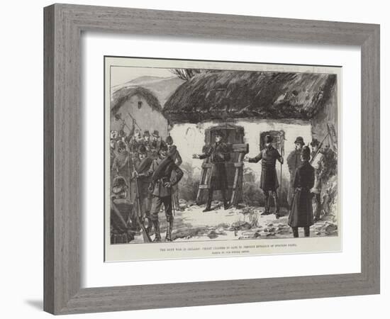 The Rent War in Ireland, Priest Chained to Gate to Prevent Entrance of Evicting Party-William Heysham Overend-Framed Giclee Print