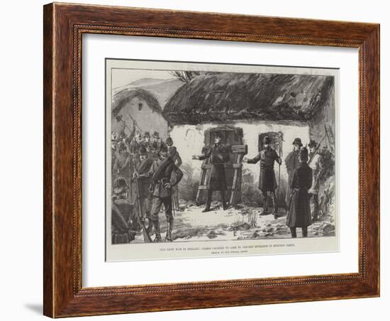 The Rent War in Ireland, Priest Chained to Gate to Prevent Entrance of Evicting Party-William Heysham Overend-Framed Giclee Print