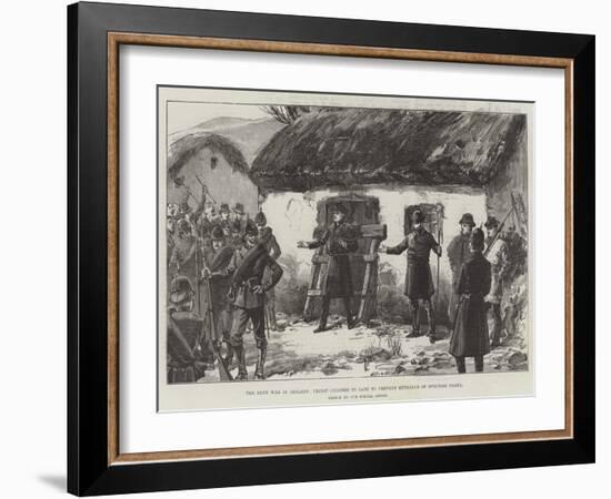 The Rent War in Ireland, Priest Chained to Gate to Prevent Entrance of Evicting Party-William Heysham Overend-Framed Giclee Print