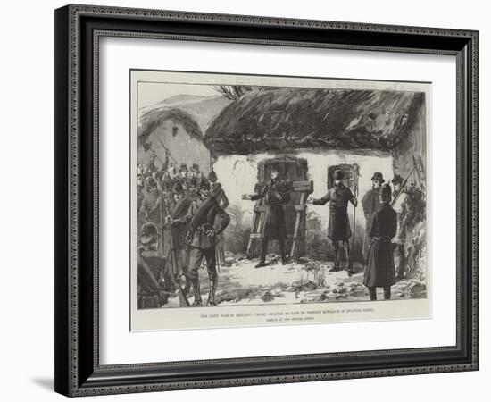 The Rent War in Ireland, Priest Chained to Gate to Prevent Entrance of Evicting Party-William Heysham Overend-Framed Giclee Print