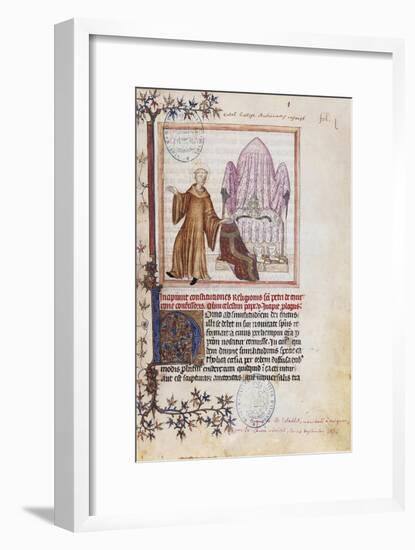 The Renunciation of the Pontifical Throne by Pope Celestine V, Miniature, France 14th Century-null-Framed Giclee Print