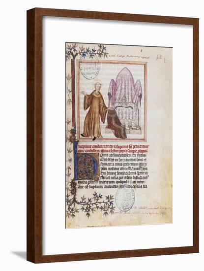 The Renunciation of the Pontifical Throne by Pope Celestine V, Miniature, France 14th Century-null-Framed Giclee Print