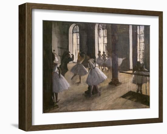 The Repetition at the home of dance. 1873-1875. Oil on canvas.-Edgar Degas-Framed Giclee Print