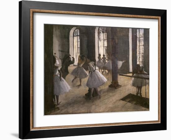 The Repetition at the home of dance. 1873-1875. Oil on canvas.-Edgar Degas-Framed Giclee Print