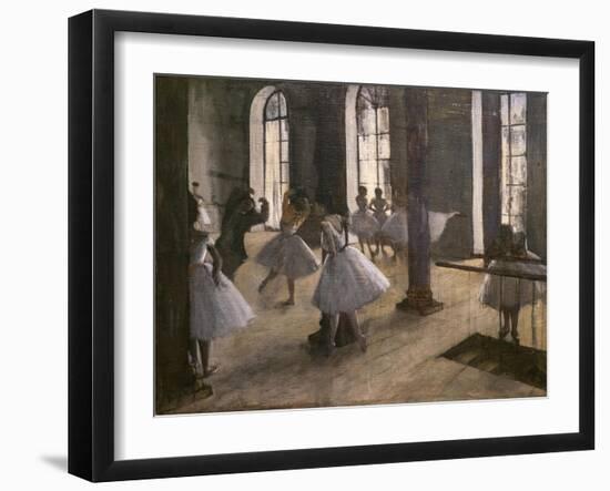 The Repetition at the home of dance. 1873-1875. Oil on canvas.-Edgar Degas-Framed Giclee Print