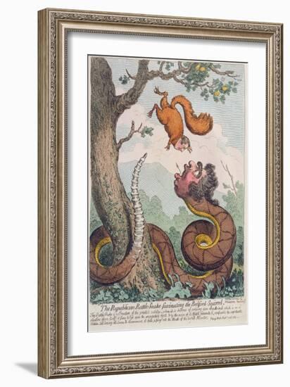 The Republican Rattle-Snake Fascinating the Bedford Squirrel, Published by Hannah Humphrey in 1795-James Gillray-Framed Giclee Print