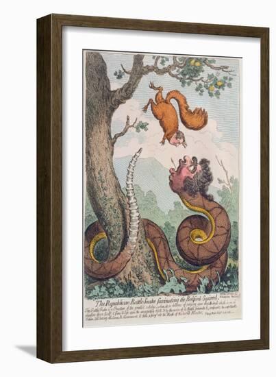 The Republican Rattle-Snake Fascinating the Bedford Squirrel, Published by Hannah Humphrey in 1795-James Gillray-Framed Giclee Print
