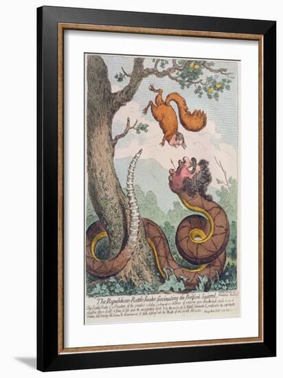 The Republican Rattle-Snake Fascinating the Bedford Squirrel, Published by Hannah Humphrey in 1795-James Gillray-Framed Giclee Print