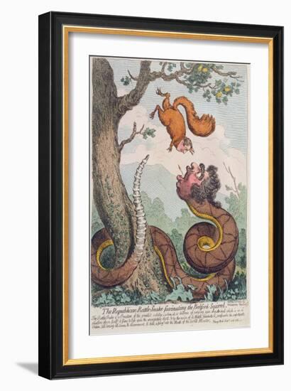 The Republican Rattle-Snake Fascinating the Bedford Squirrel, Published by Hannah Humphrey in 1795-James Gillray-Framed Giclee Print