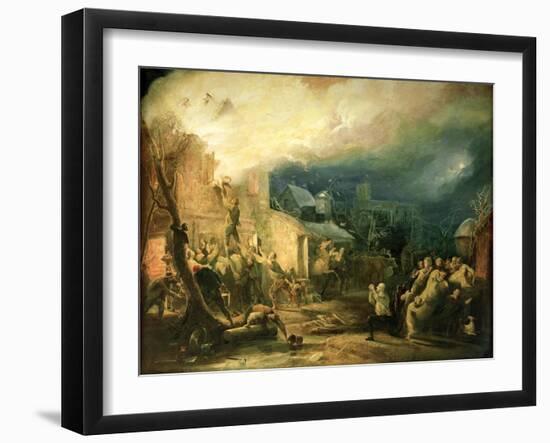 The Rescue of John Wesley from the Epworth Rectory Fire, 1840-Henry Perlee Parker-Framed Giclee Print