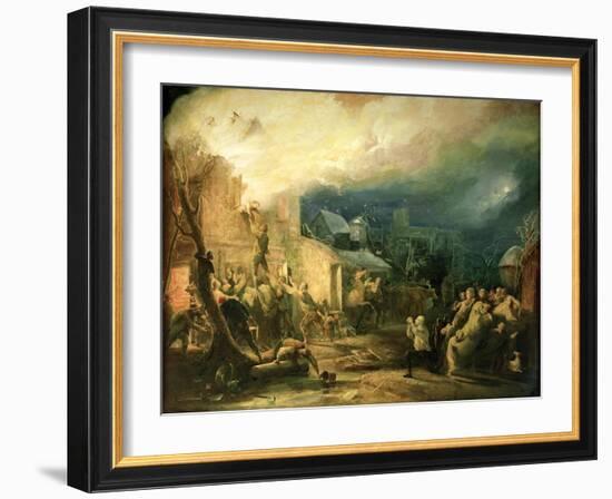 The Rescue of John Wesley from the Epworth Rectory Fire, 1840-Henry Perlee Parker-Framed Giclee Print