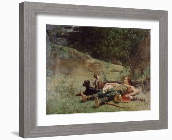 The Rest of a Hunter with Dogs, C1842-1896-Evariste Vital Luminais-Framed Giclee Print