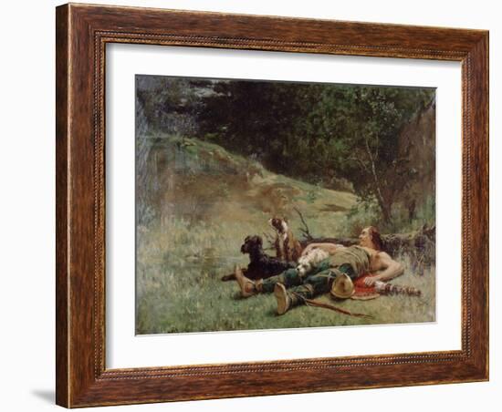 The Rest of a Hunter with Dogs, C1842-1896-Evariste Vital Luminais-Framed Giclee Print