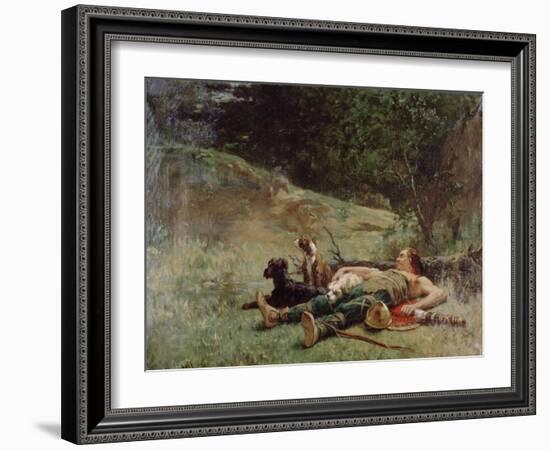 The Rest of a Hunter with Dogs, C1842-1896-Evariste Vital Luminais-Framed Giclee Print