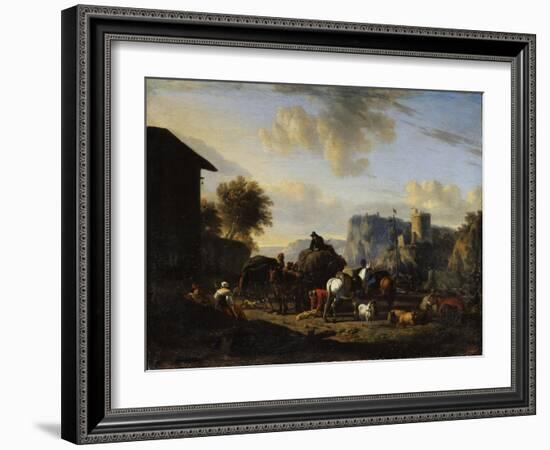 The Rest of the Convoy, 17th Century-Nicolaes Berchem-Framed Giclee Print