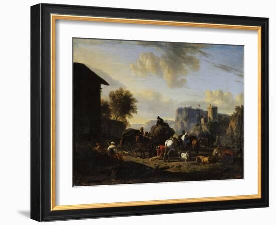 The Rest of the Convoy, 17th Century-Nicolaes Berchem-Framed Giclee Print