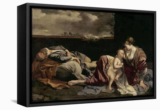 The Rest of the Holy Family on the Flight into Egypt-Orazio Gentileschi-Framed Premier Image Canvas