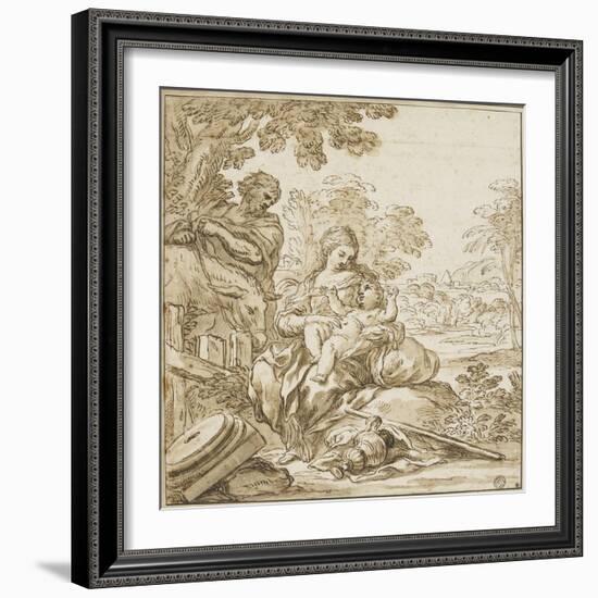 The Rest of the Holy Family on the Flight into Egypt-Antonio Domenico Gabbiani-Framed Giclee Print