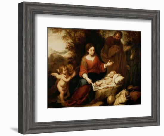 The Rest on the Flight Into Egypt-Bartolome Esteban Murillo-Framed Giclee Print