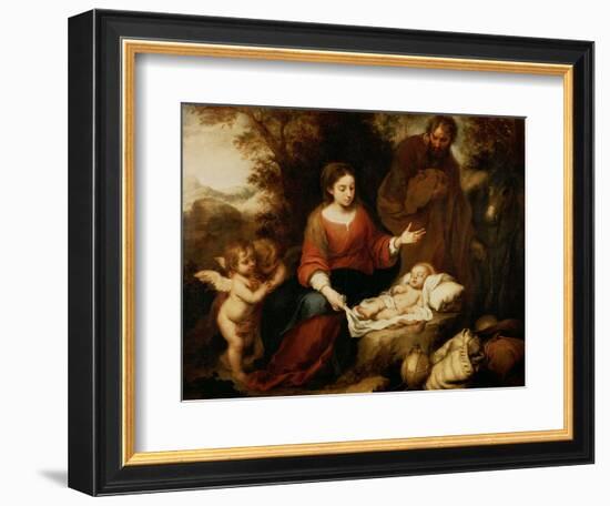 The Rest on the Flight Into Egypt-Bartolome Esteban Murillo-Framed Giclee Print