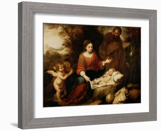 The Rest on the Flight Into Egypt-Bartolome Esteban Murillo-Framed Giclee Print