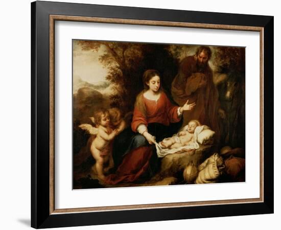 The Rest on the Flight Into Egypt-Bartolome Esteban Murillo-Framed Giclee Print