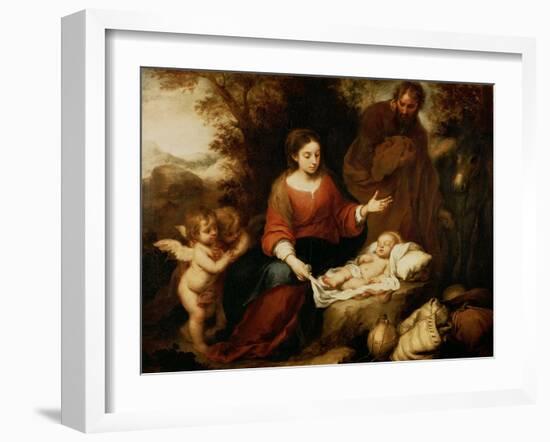 The Rest on the Flight Into Egypt-Bartolome Esteban Murillo-Framed Giclee Print