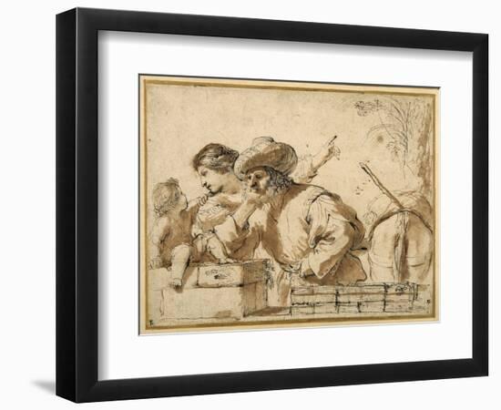 The Rest on the Flight-Guercino (Giovanni Francesco Barbieri)-Framed Giclee Print