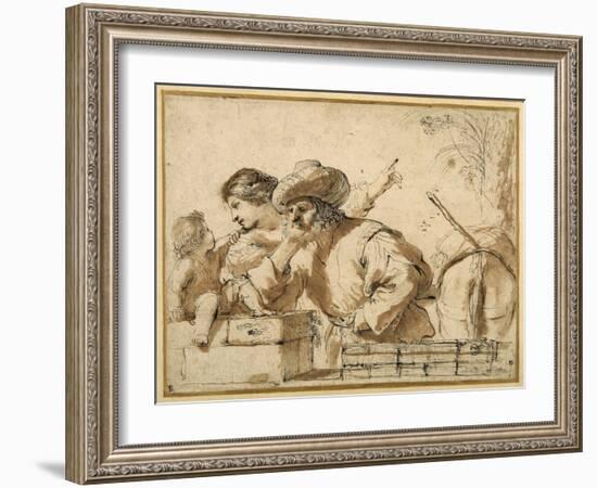 The Rest on the Flight-Guercino (Giovanni Francesco Barbieri)-Framed Giclee Print