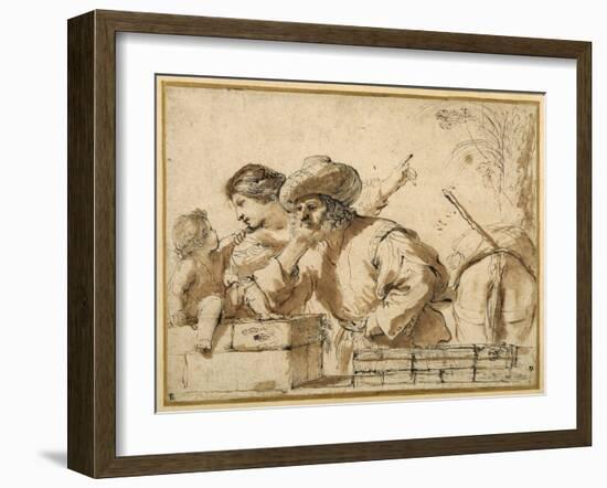 The Rest on the Flight-Guercino (Giovanni Francesco Barbieri)-Framed Giclee Print