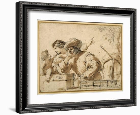 The Rest on the Flight-Guercino (Giovanni Francesco Barbieri)-Framed Giclee Print