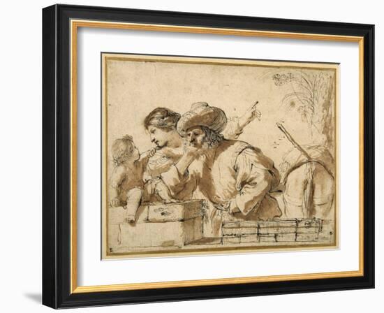 The Rest on the Flight-Guercino (Giovanni Francesco Barbieri)-Framed Giclee Print