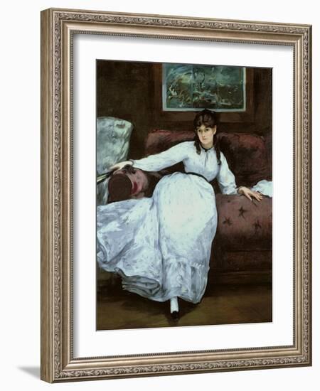 The Rest, Portrait of Berthe Morisot, 1870-Edouard Manet-Framed Giclee Print