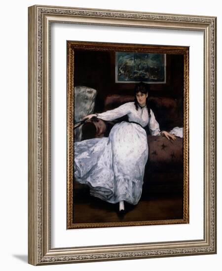 The Rest (Portrait of the Woman Painter Berthe Morisot on a Couch) Painting by Edouard Manet (1832--Edouard Manet-Framed Giclee Print