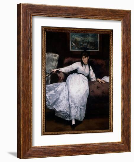The Rest (Portrait of the Woman Painter Berthe Morisot on a Couch) Painting by Edouard Manet (1832--Edouard Manet-Framed Giclee Print