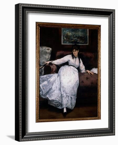 The Rest (Portrait of the Woman Painter Berthe Morisot on a Couch) Painting by Edouard Manet (1832--Edouard Manet-Framed Giclee Print