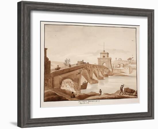 The Restoration of Ponte Milvio by Pope Pius Vii, 1833-Agostino Tofanelli-Framed Giclee Print
