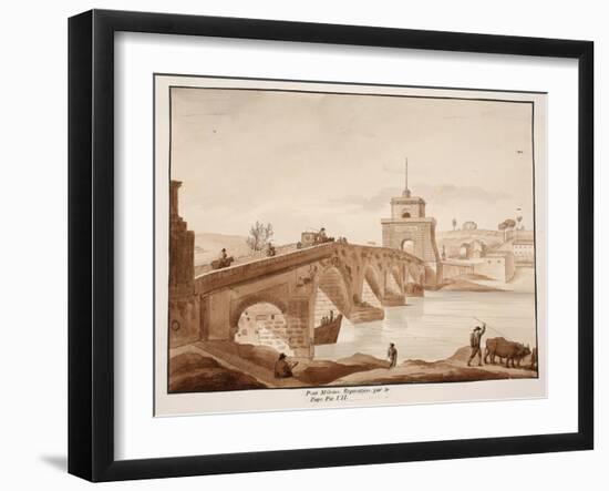 The Restoration of Ponte Milvio by Pope Pius Vii, 1833-Agostino Tofanelli-Framed Giclee Print