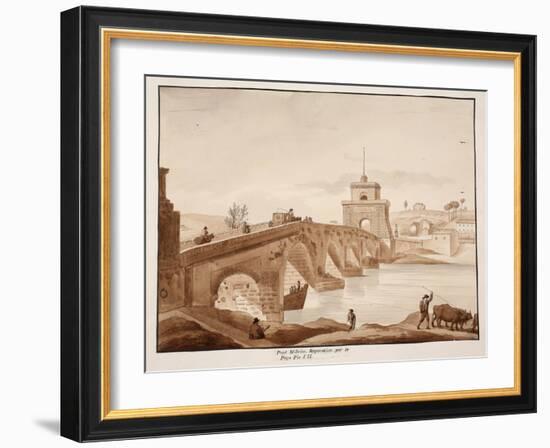 The Restoration of Ponte Milvio by Pope Pius Vii, 1833-Agostino Tofanelli-Framed Giclee Print