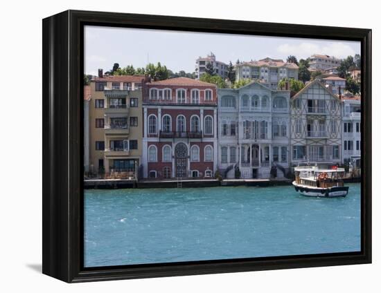 The Restored Waterfront Buildings of Yenikoy on the Bosphorus, Istanbul, Turkey, Europe-Martin Child-Framed Premier Image Canvas