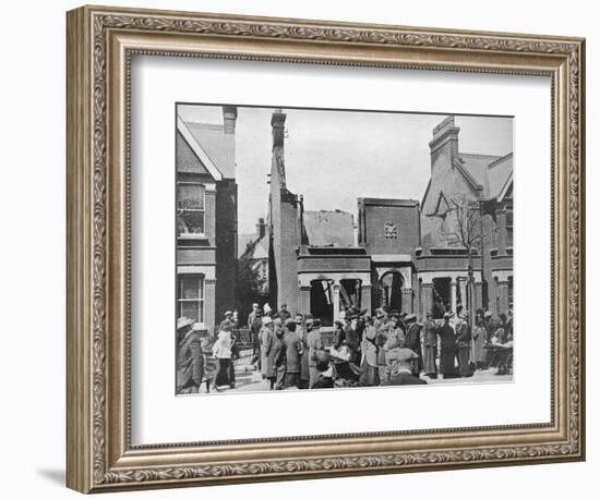 'The result of an air raid: A wrecked house in Southend', 1915-Unknown-Framed Photographic Print