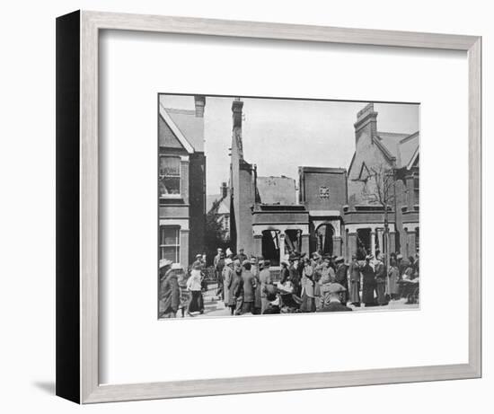 'The result of an air raid: A wrecked house in Southend', 1915-Unknown-Framed Photographic Print