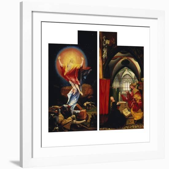 The Resurrection of Christ andAnnunciation. fromLeft and Right Wing ofIsenheim Altarpiece-Matthias Grünewald-Framed Giclee Print