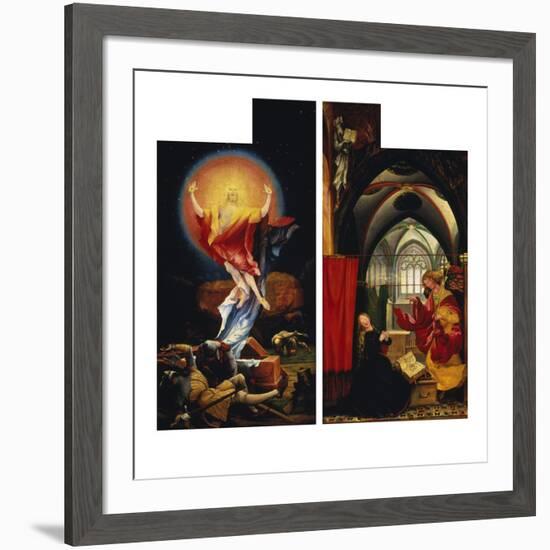 The Resurrection of Christ andAnnunciation. fromLeft and Right Wing ofIsenheim Altarpiece-Matthias Grünewald-Framed Giclee Print