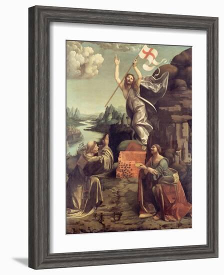 The Resurrection of Christ with Saints Leonard of Noblac and Lucia, Ca 1491-Giovanni Antonio Boltraffio-Framed Giclee Print