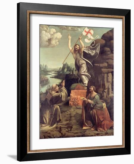 The Resurrection of Christ with Saints Leonard of Noblac and Lucia, Ca 1491-Giovanni Antonio Boltraffio-Framed Giclee Print